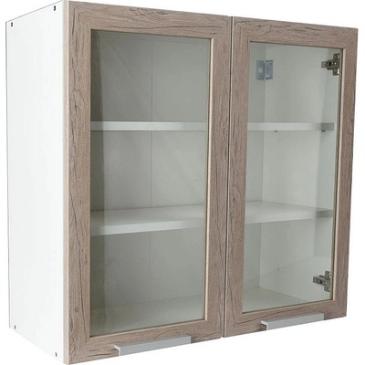 Matis Кухненски шкаф горен с две витрини in v80/s сив дъб