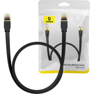 Baseus Flat Ethernet Patchcord Cable RJ45 Cat7 UTP 10Gbps (150 см) (черен) (B00133207111-06)