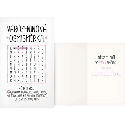 Přání humorné - Osmisměrka růžová