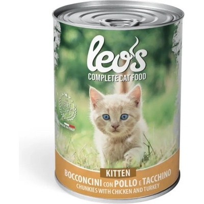 Monge Leos Kitten с пилешко и пуешко хапки с пилешко и пуешко за подрастващи котенца 415gr