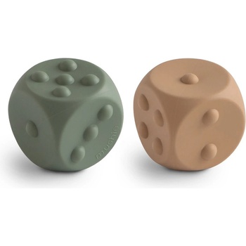 Mushie silikonové kostky pop-it 2ks - Dried Thyme / Natural