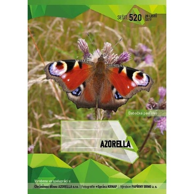 Azorella Sešit 520 A5 čistý Babočka paví oko
