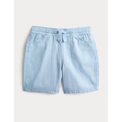 Marks & Spencer Къс панталон с текстура, от чиста памук (2-8 години) Marks & Spencer синьо Marks & Spencer | Sin | Момчешки | 6-7 let