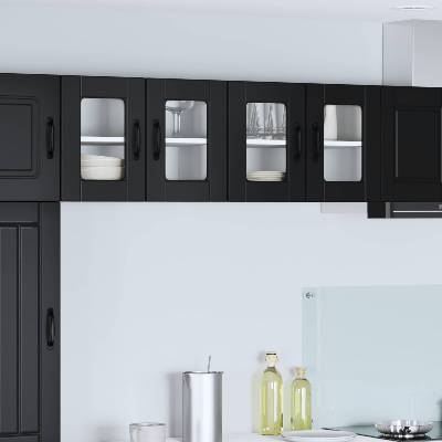 vidaXL Стенен стъклен шкаф PORTO 2 pcs Черно 60 x 31 x 40 см (885318)