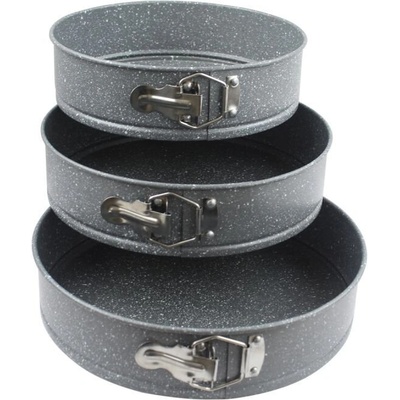 Elekom Комплект форми - 3 бр. Висококачествена въглеродна стомана Висока устойчивост на надраскване Възможно измиване в миялни машини Не съдържа ptfe, pfoa и тежки метали Размери: ø24, ø26, ø28 см/ 0, 4 мм (3800158155303)