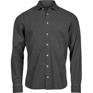 TEE JAYS TJ4004 / Мъжка дънкова риза с дълъг ръкав - черен меланж XXL (184004m0905)