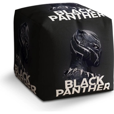 Sablio Taburet Cube BLACK PANTHER z profilu Černý: 40x40x40 cm