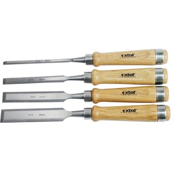 Dláta s kvalitnou bukovou rukoväťou, sada 4ks, rukoväť z bukového dreva, EXTOL PREMIUM