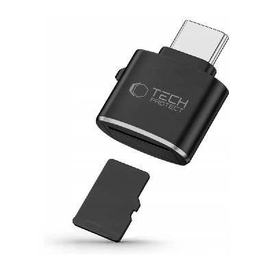 Четец за microSD и TF карти памет с USB-C за мобилни устройства - Tech-Protect Ultraboost USB-C Card Reader (черен) (THP4018)