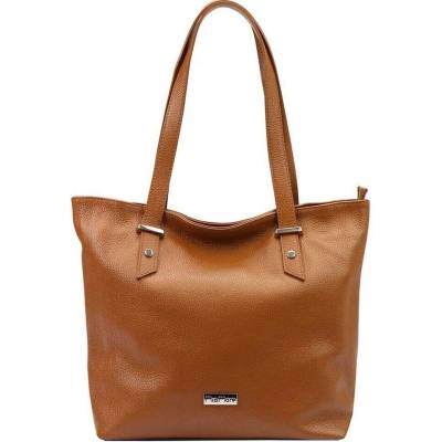 MiaMore dámská kožená taška 01-058 Dollaro Shopperbag Tmavý Karamel Cognac