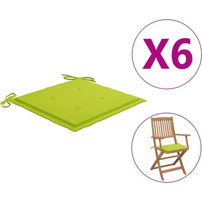 vidaXL Възглавници за столове 6 бр яркозелени 40x40x4 см Оксфорд плат (314028)