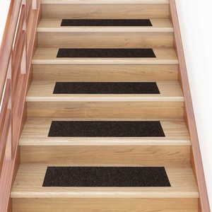 vidaXL Изтривалки за стълби, самозалепващи се, 30 бр. , 76x20 см, тъмнокафяви, правоъгълни (3365728)