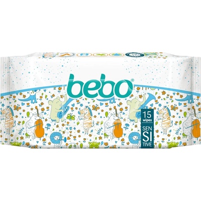 Bebo Влажни кърпички Bebo - Sensitive, 15 броя (1378)