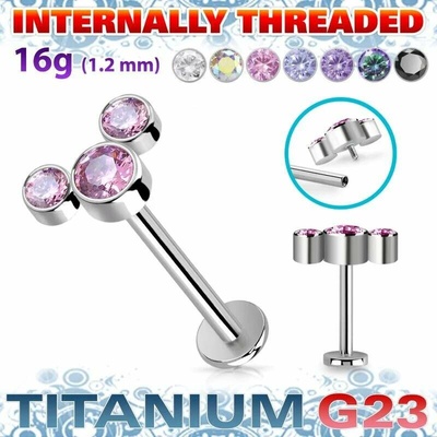 InfinityPierce Titanový piercing G23 se třemi kulatými krystaly ULBIN9