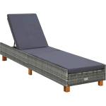 vidaXL Шезлонг с шалте, полиратан, сив (310475)