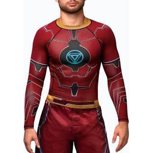 Hayabusa мъжки рашгард с дълъг ръкав Marvel's Iron Man червен
