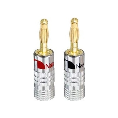 Nakamichi 0857F Banánek 4mm na kabel, zlacený barevná varianta Červená