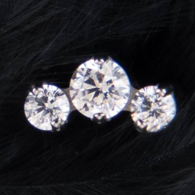 CryptoEshop Titanová konturová koncovka se třemi čirými zirkony Brilia (variace) 2 mm P146-09 (2)