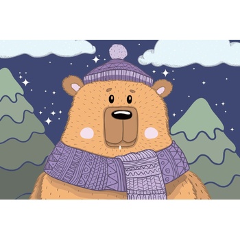 DIMEX ART s. r. o Флизелинов фототапет мечка през зимата 375 x 250 см