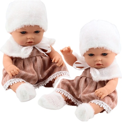 LeanToys Béžové šaty s čepicí a límcem pro Baby Doll