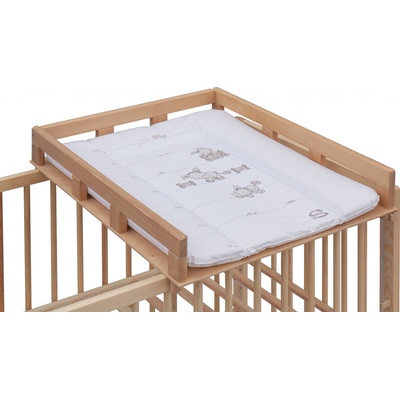 Přebalovací pult OGY Scarlett na postýlku - přírodní - s přebalovací podložkou Oslík - bílý – Sleviste.cz