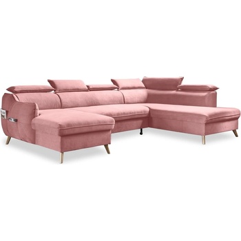 Miuform Светлорозов кадифен U-образен ъглов разтегателен диван (десен ъгъл) Sweet Harmony - Miuform (842MO235)
