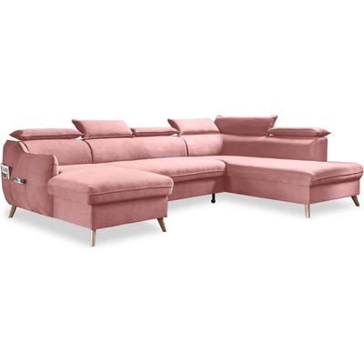 Miuform Светлорозов кадифен U-образен ъглов разтегателен диван (десен ъгъл) Sweet Harmony - Miuform (842MO235)