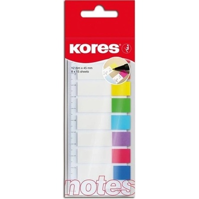 Kores Samolepící záložky Kores Index Strips - 8 x 25 lístků / barevné 67298