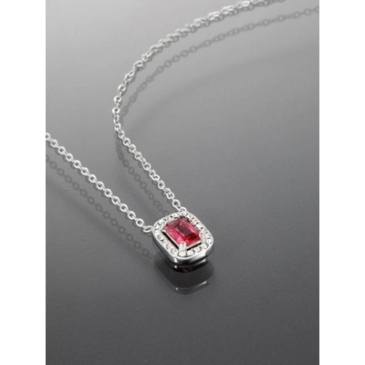 Prosperk Řetízek ocelový růžový hranatý zirkon S0609