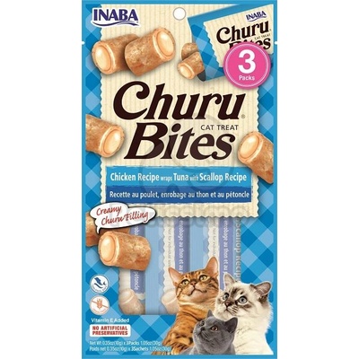 INABA Cat Churu Bites - риба тон и пектен 3 x 10 г