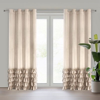Takoy Závěs CARLI z veluru, zdobený volány a třpytivým pruhem krystalků 140 x 250 cm-HF-454017 | 140 x 250 cm
