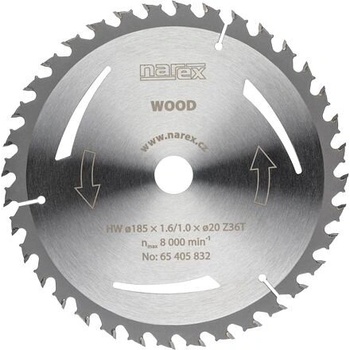 Narex pilový kotouč 185x1,6/1,0 20mm 36z multiplex dřevo MDF lamino jemný řez