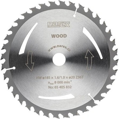 Narex pilový kotouč 185x1,6/1,0 20mm 36z multiplex dřevo MDF lamino jemný řez