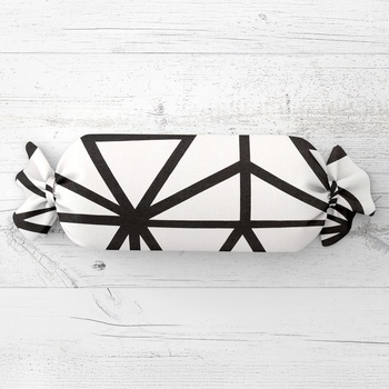 Biante Vankúš valec bonbon Sandra SA-577 Čierne geometrické vzory na bielom 15x40