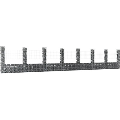 vidaXL Gabionový koš ve tvaru U s 8 sloupky železo 860 x 20 x 150 cm