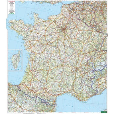 Freytag & Berndt Francie - nástěnná silniční mapa 110 x 97 cm Varianta: bez rámu v tubusu, Provedení: laminovaná mapa v lištách