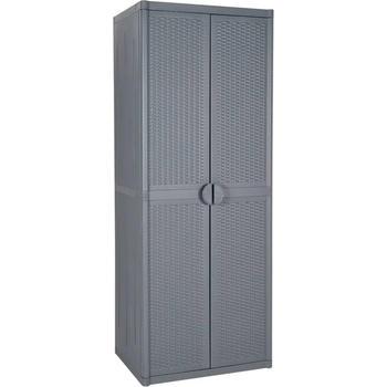 Градински шкаф за съхранение, сив, 65x45x172 см, PP ратан