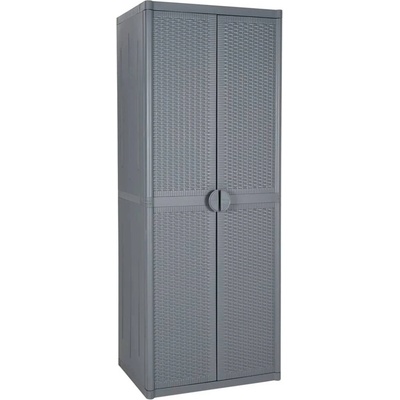 Градински шкаф за съхранение, сив, 65x45x172 см, PP ратан