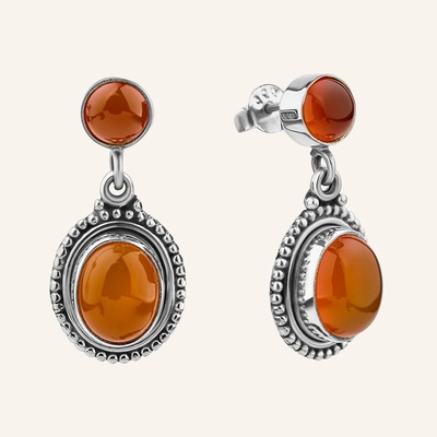 SilveAmo Visiace strieborné náušnice s karneolom Elidi C5CK5002