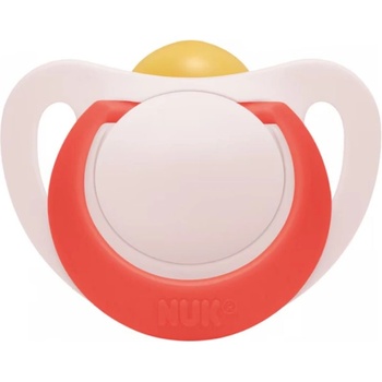 Nuk Каучукова залъгалка NUK - Star, 6-18 месеца, червена + кутийка (10734076_girl)