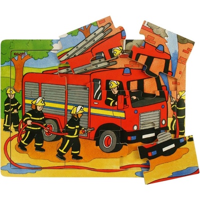 Bigjigs Velké puzzle na desce Hasiči 24 dílků