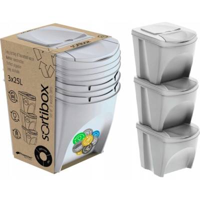 Prosperplast Kôš na triedený odpad SORTIBOX II 3x25l popolavo šedý