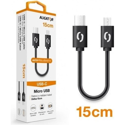 Datový kabel ALIGATOR POWER USB-C/MicroUSB 15cm