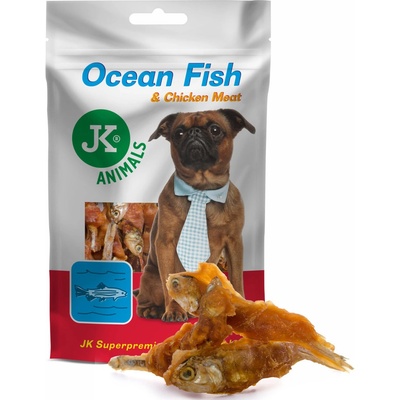 JK ANIMALS Meat Snack Ocean Fish and Chicken Meat, ryba s kuracím mäsom, mäsová maškrta, 80 g