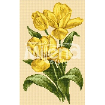 Image 1 of Milena Style Букет жълти лалета - Печатана Aida 14 ct без конци
