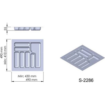 Příborník plast šedý 490x490x55 mm - 550 STARAX S-2286-G*