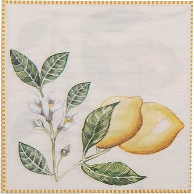 Clayre & Eef papírové ubrousky s citróny Lemons & Leafs 33x33cm 20ks