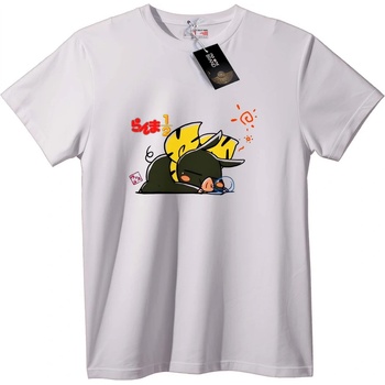 NOONEBRAND Тениска Аниме Половин Огън - 2XL, White