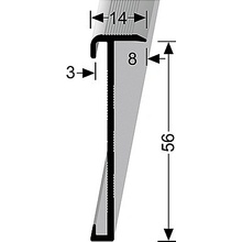 Küberit Schodový profil Stříbro F4 3mm 14x56mm