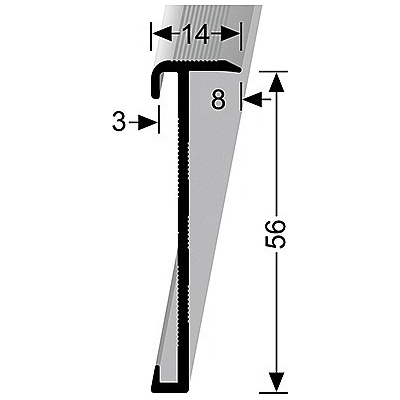 Küberit Schodový profil Stříbro F4 3mm 14x56mm